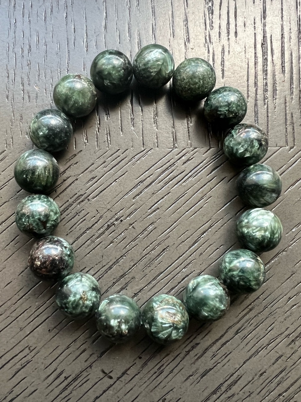 Seraphinite bracelet 12mm SIZE 6.75’